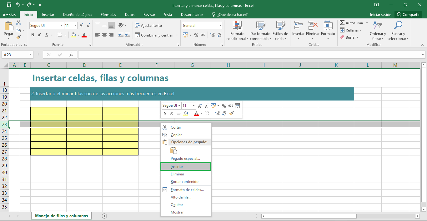 Insertar Celdas Filas Y Columnas Excelfullcom 9122