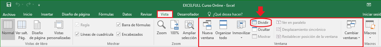 dividir una hoja de excel