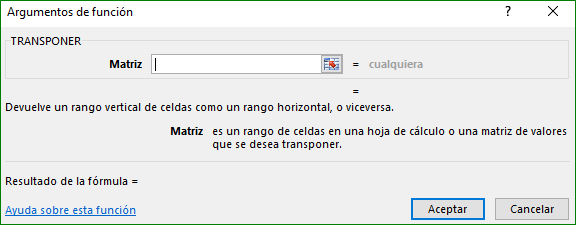 LA FUNCIÓN TRANSPONER EN EXCEL