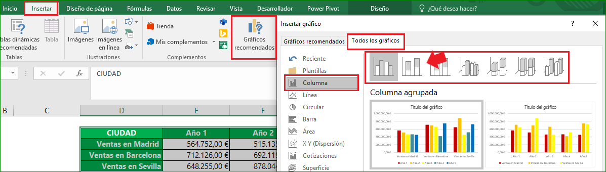 CREAR UN GRÁFICO DE COLUMNAS EN EXCEL