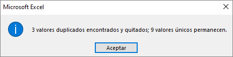 ELIMINAR VALORES DUPLICADOS