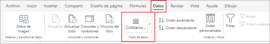  TIPOS DE DATOS VINCULADOS EN EXCEL