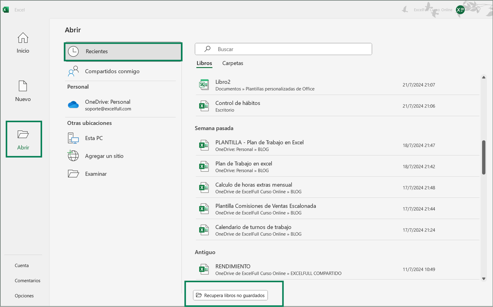 RESTAURAR VERSIONES ANTERIORES DE UN ARCHIVO DE EXCEL