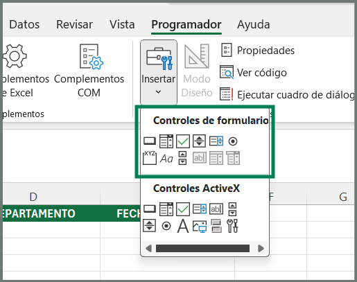 crear formularios en Excel