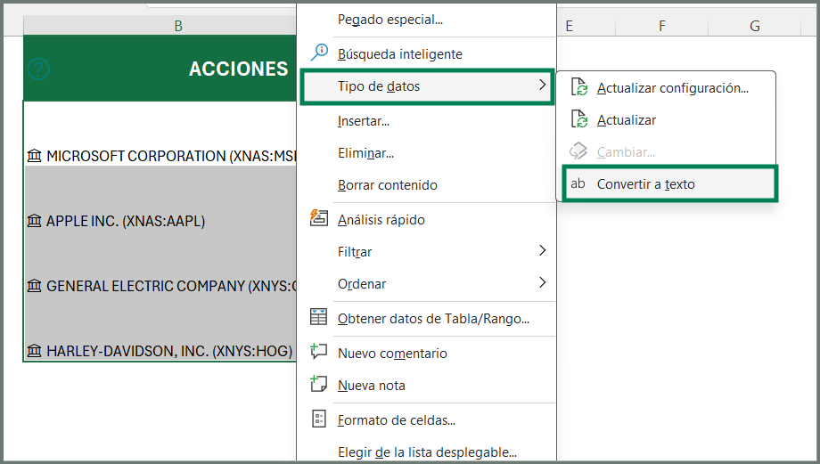 datos vinculados en excel