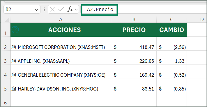 datos vinculados en excel