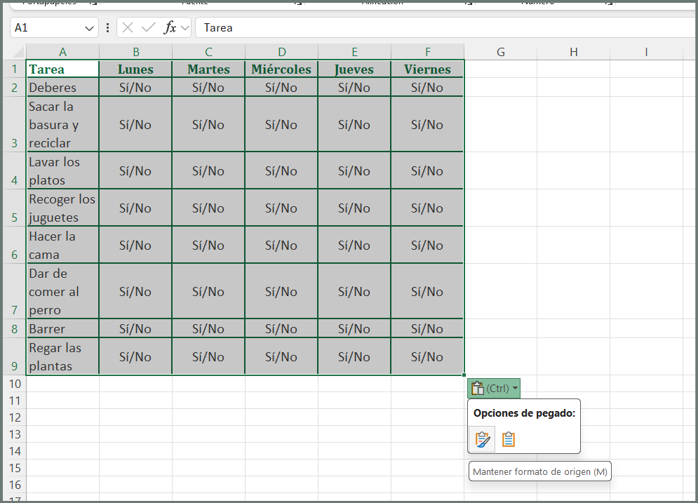 copiar una tabla de Word en Excel