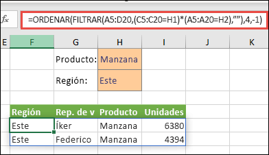 función filtrar