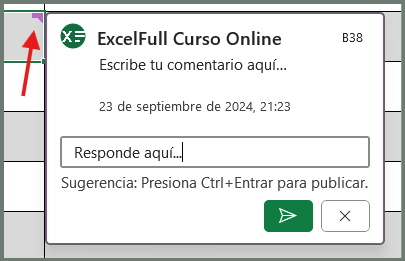 comentarios y notas en Excel, colaboración