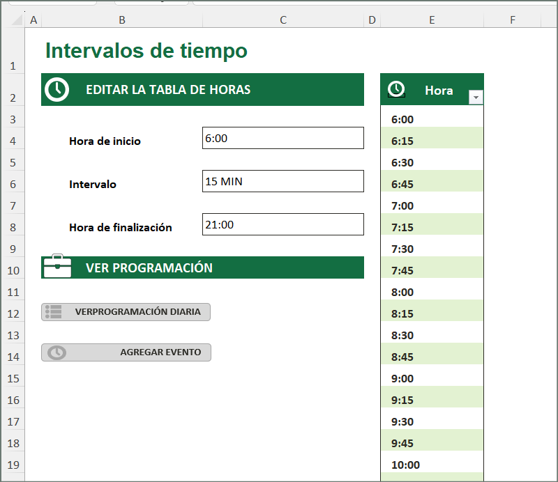 gestión del tiempo plantilla