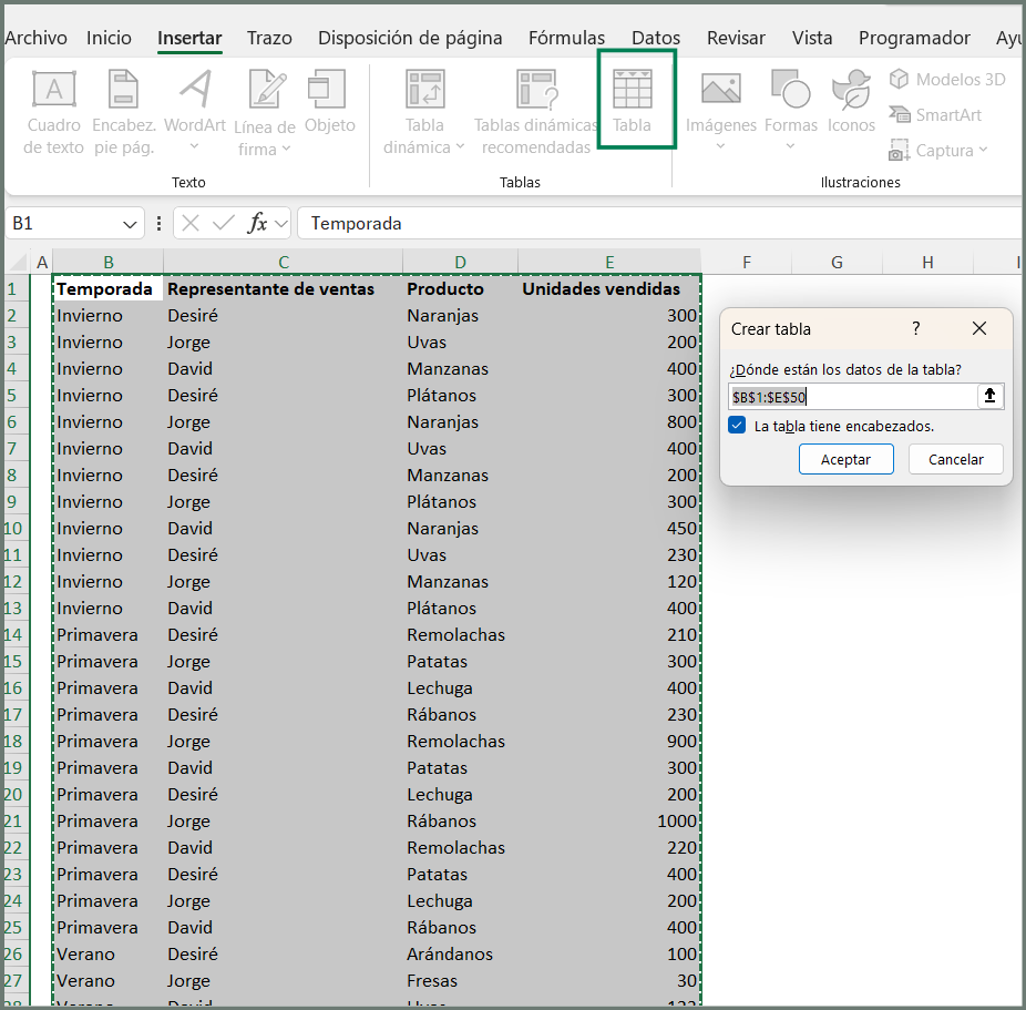 tablas dinámicas con actualización automática, Excel 365