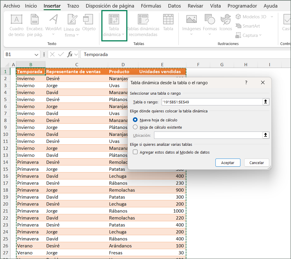 tablas dinámicas con actualización automática, Excel 365