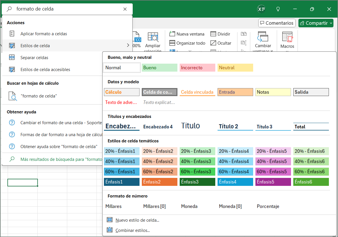 barra de búsqueda en Excel, Excel 365