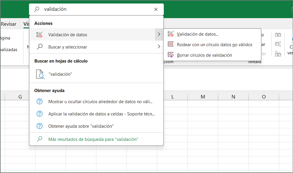 barra de búsqueda en Excel, Excel 365