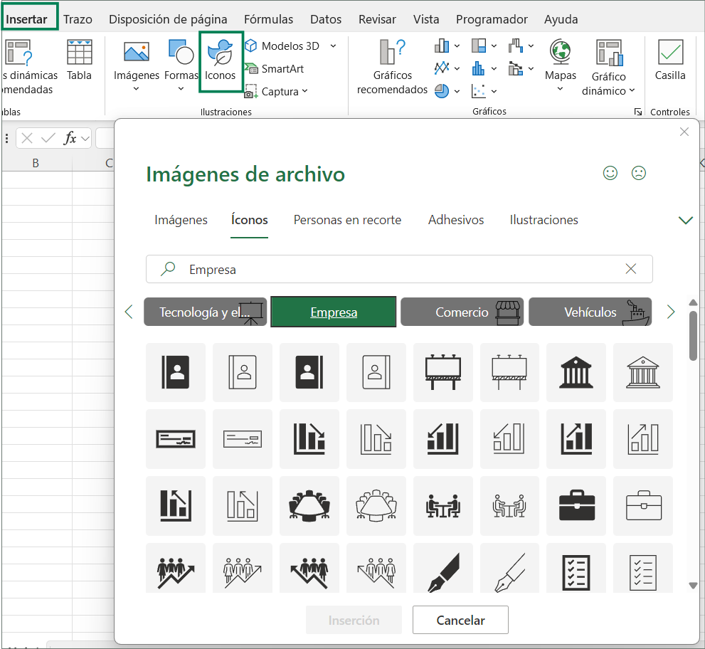 imágenes y objetos en Excel