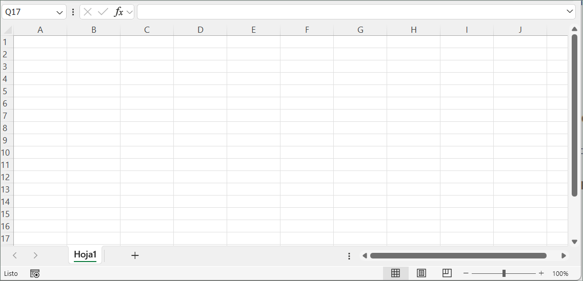 interfaz de Excel