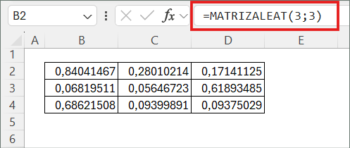 función MATRIZALEAT
