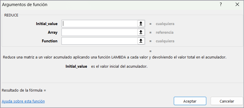Función REDUCIR en Excel