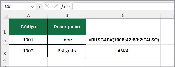 función ESERROR