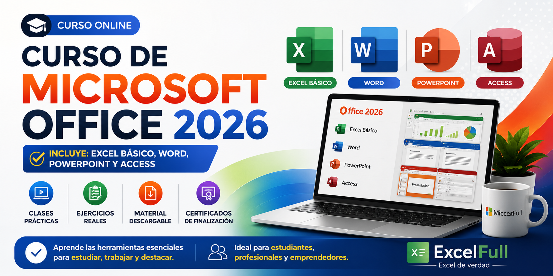 Cursos Microsoft Office online con Excel, Word, PowerPoint y Access